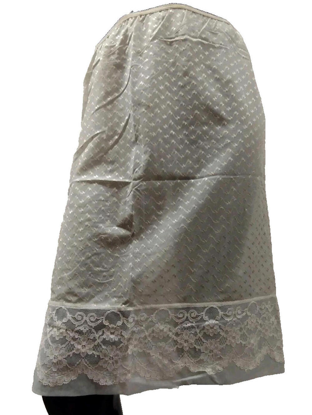 Vintage 50s 60s Lace Slip Skirt M Chartreuse 50s Nylon Sheer On Mint White Lace
